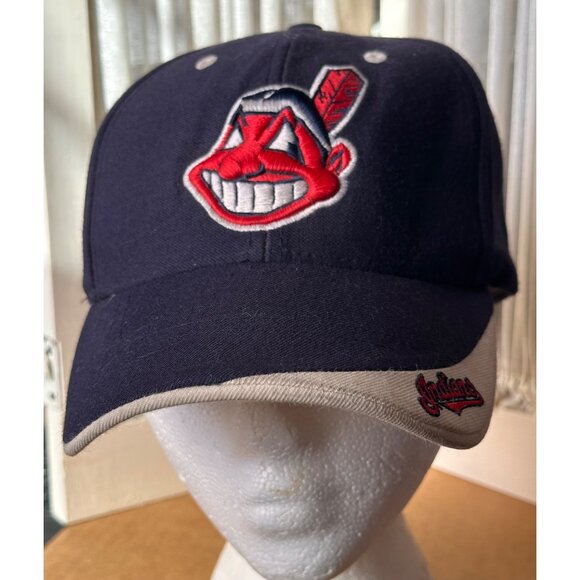 Cleveland Indians Vintage Baseball Cap One Size Navy & Khaki Twins Enterprise - Picture 1 of 9